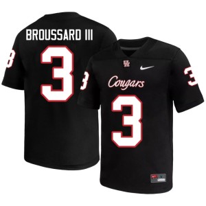 University of Houston Cougars Harvey Broussard III #3 College Football Men's Game Black Jersey 382315-939
