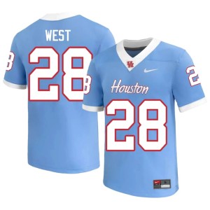 Cougars #28 Mens Kenzy West NCAA College Football Blue Jerseys 957071-934