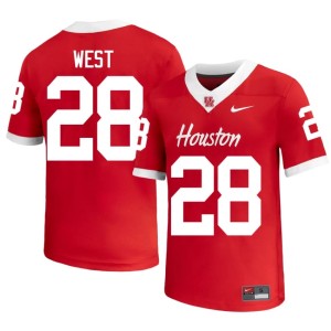 U of H Cougars #28 Kenzy West College Football University Red Men Jersey 206515-989