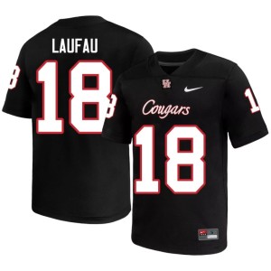 Cougars #18 Men Black Khalil Laufau College Football High School Jerseys 682866-606