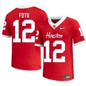HOU Cougars College Football Men's Sione Fotu Red #12 Limited Jersey 300778-462