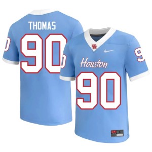 U of H Cougars Men #90 NCAA College Football De'Marion Thomas Blue Jersey 776256-481