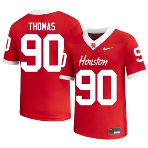 U of H Cougars Red College Football Mens Official #90 De'Marion Thomas Jerseys 251406-609
