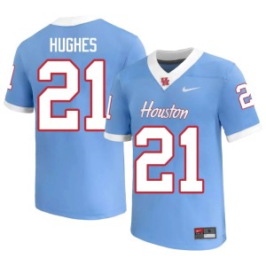Houston Blue #21 High School Men Makhi Hughes College Football Jerseys 699161-179