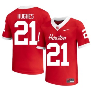 University of Houston Makhi Hughes Red Official College Football Men's #21 Jersey 810893-542