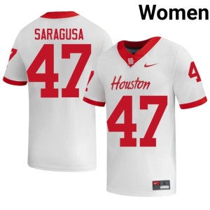 U of H Cougars Player Women White College Football #47 Anthony Saragusa Jerseys 363453-801