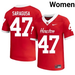 Cougars Womens Anthony Saragusa Red Embroidery College Football #47 Jerseys 203831-908