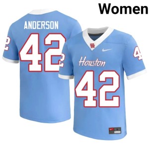 UH Coogs Austin Anderson Stitched Blue Womens #42 College Football Jerseys 893241-686
