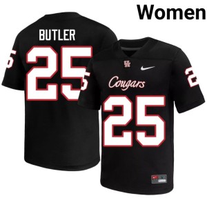 University of Houston Cougars Black College Football DJ Butler Official Women's #25 Jerseys 800230-860
