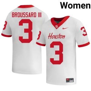 University of Houston Womens Official White #3 College Football Harvey Broussard III Jerseys 251675-278