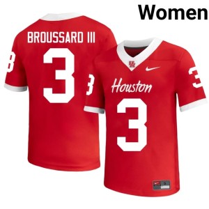 U of H Cougars Red College Football Womens #3 Harvey Broussard III NCAA Jerseys 203014-943