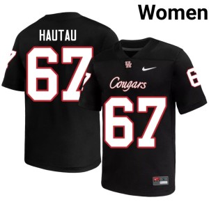 UH College Football Official #67 Women Black Hingano Hautau Jerseys 452169-330