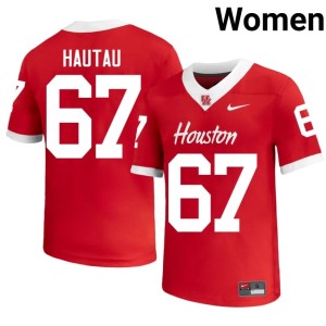 Houston Cougars Red Womens College Football #67 Hingano Hautau Player Jersey 197760-953