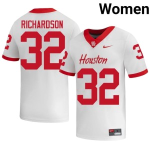U of H Cougars College Football Isaac Richardson Women White #32 NCAA Jerseys 589057-815