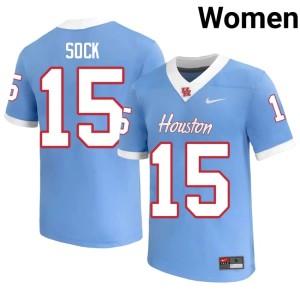 University of Houston Cougars #15 Blue Women's Jake Sock College Football Official Jerseys 663045-523