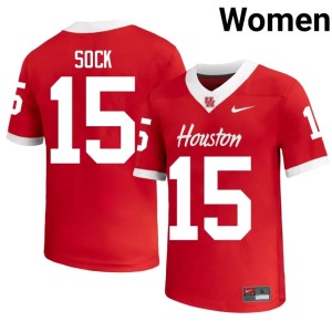UH Cougars Official College Football Jake Sock Red Women's #15 Jersey 490252-364