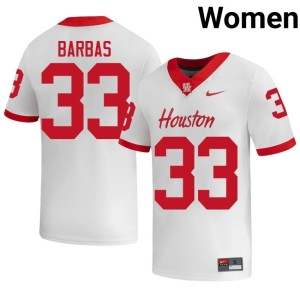HOU Cougars Johnsley Barbas #33 College Football Replica White Women Jersey 917339-428