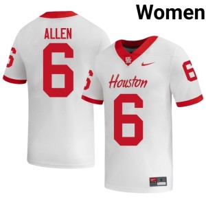Houston Cougars #6 High School Jordan Allen Women's White College Football Jersey 268086-743