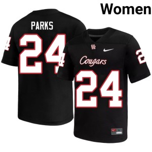 Cougars Keany Parks Women's #24 Black Game College Football Jersey 825006-758