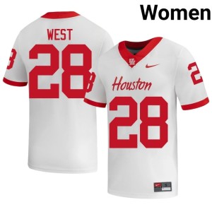 University of Houston College Football Womens Kenzy West White Player #28 Jersey 756288-586
