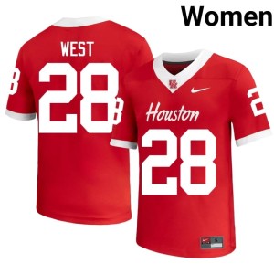 HOU Cougars College Football Red Women Kenzy West Replica #28 Jersey 657671-921