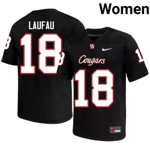 Cougars NCAA Khalil Laufau College Football Womens Black #18 Jerseys 869588-475