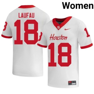 Cougars Official Women's Khalil Laufau #18 White College Football Jerseys 978550-684