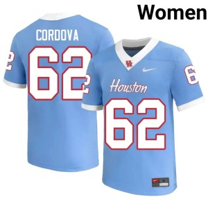 University of Houston Cougars #62 College Football Alumni Women's Blue Ricardo Cordova Jerseys 799442-266