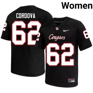 Cougars Stitched Ricardo Cordova Black College Football #62 Women Jerseys 862626-219