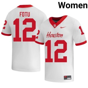 Houston Cougars Sione Fotu Womens #12 College Football White Embroidery Jersey 807283-366