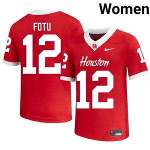 Cougars Stitched #12 Red Sione Fotu College Football Women's Jersey 249979-770