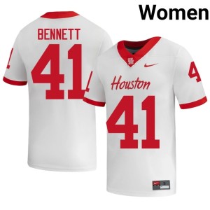 Houston Coogs #41 College Football Women Stitched White Thompson Bennett Jerseys 108190-966