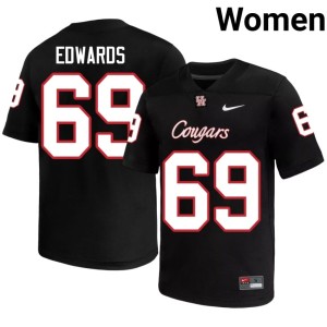 University of Houston Cougars Replica College Football Weston Edwards Black #69 Women Jerseys 384396-457