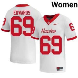 Coogs Weston Edwards Game #69 College Football Women's White Jersey 616175-411