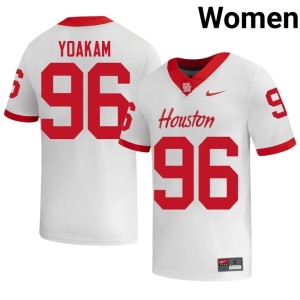 Houston Coogs Womens Zac Yoakam White #96 Replica College Football Jerseys 347963-587