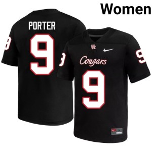 U of H Cougars Ashton Porter Womens #9 2026-27 College Football Black Jersey 368929-204