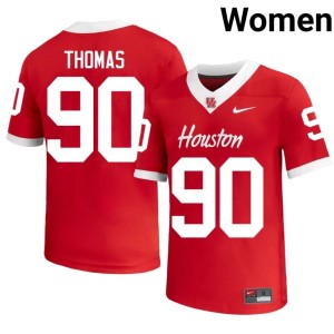 University of Houston Cougars #90 De'Marion Thomas Women's Red College Football Limited Jerseys 179401-306