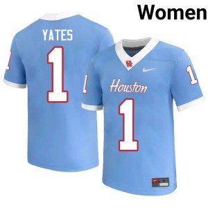 UH Cougars Game Jaden Yates College Football #1 Blue Womens Jersey 676735-375