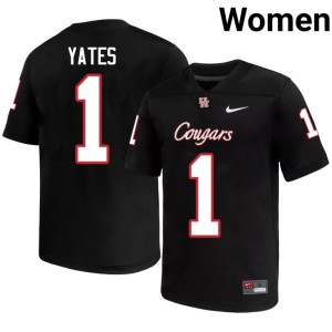 UH Cougars Jaden Yates #1 Black College Football University Women Jersey 143058-748