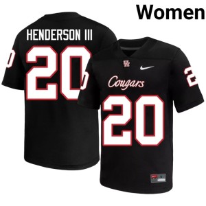 U of H Cougars Stitched #20 Black James Henderson III Women's College Football Jersey 499247-253