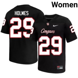 UH Coogs #29 College Football Replica Javen Holmes Black Women's Jersey 316443-966