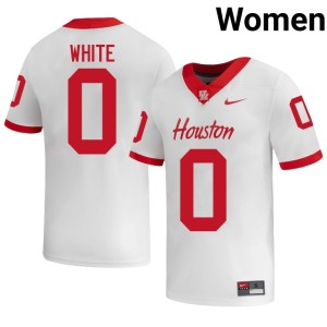 HOU Cougars Javion White Women's NCAA #0 White College Football Jerseys 367369-727