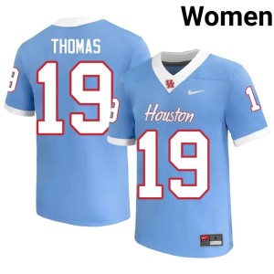 U of H Cougars College Football Blue #19 Kaleb Thomas Women's 2026-27 Jerseys 748959-850