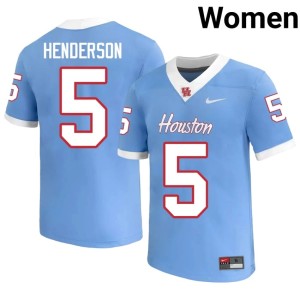 U of H Cougars Embroidery #5 Keisean Henderson Blue Women College Football Jersey 789919-873