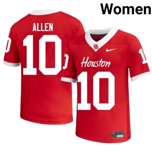University of Houston Cougars Women's #10 Red Kyle Allen College Football Embroidery Jersey 521357-401