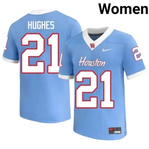 UH Makhi Hughes Game Blue College Football #21 Women's Jerseys 736940-249