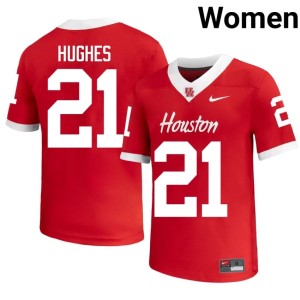 University of Houston Cougars College Football University #21 Makhi Hughes Women's Red Jerseys 812097-212