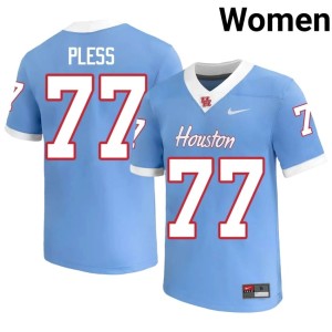 U of H Cougars Troy Pless College Football Official #77 Blue Women Jersey 686525-231