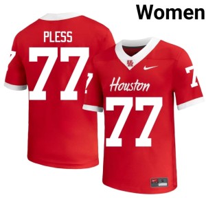 HOU Cougars Red Troy Pless #77 College Football Women's Game Jersey 128414-900