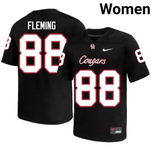 U of H Cougars College Football Stitched #88 Xavier Fleming Women's Black Jerseys 855399-981